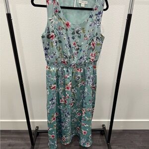 Coldwater Creek Sage Floral Garden Midi Dress